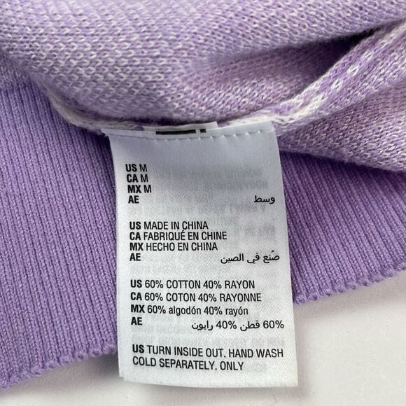 Charter Club Cottagecore Check Gingham Floral Sequin Cardigan Sweater M Lilac - Picture 13 of 13